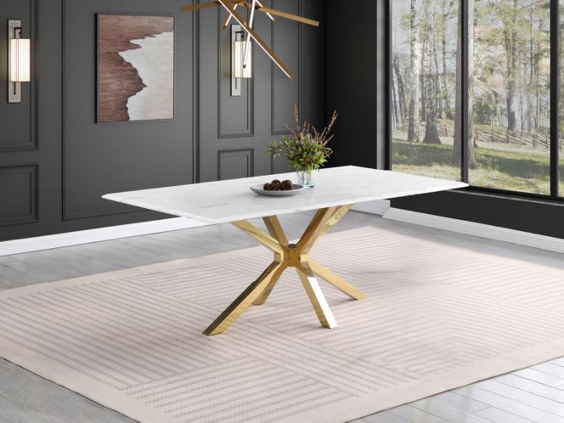 Picture of 79-inch Faux Marble Dining Table White