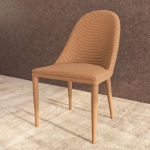 Picture of Dining Chair Upholstered in Leather with Iron Legs