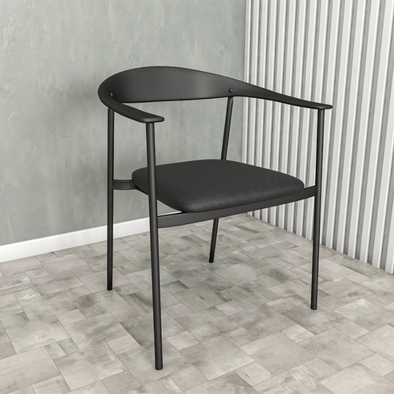 Picture of Leather Dining Chair with Stainless Steel Frame and Legs