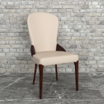 Picture of Leather Dining Chair with a Two-Tone Color Design and Rubberwood Legs