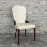 Picture of Leather Dining Chair with a Two-Tone Color Design and Rubberwood Legs