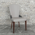 Picture of Leather Dining Chair with a Two-Tone Color Design and Rubberwood Legs