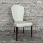 Picture of Leather Dining Chair with a Two-Tone Color Design and Rubberwood Legs