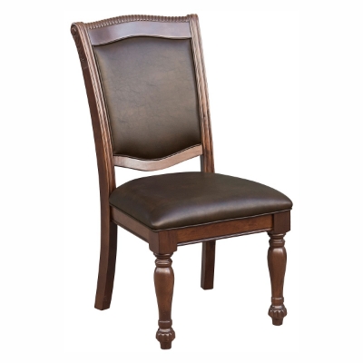 Picture of Cherry brown leather Side Chairs and Arm Chair