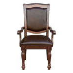 Picture of Cherry brown leather Side Chairs and Arm Chair