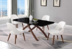 Picture of Black Glass Top Dining Table w/ Crisscross Base