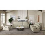 Picture of Genuine Leather Reclining Beige Sofa