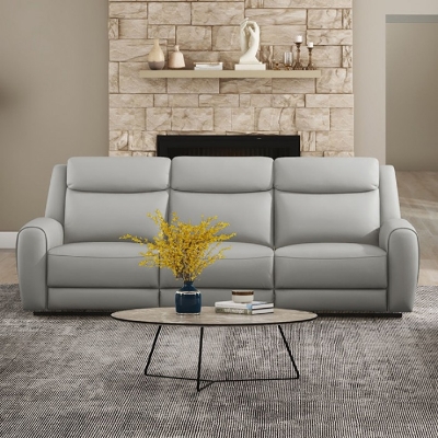 Picture of Genuine Leather Reclining Grey Sofa