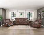 Picture of Genuine Leather Brown Reclining Glider Recliner