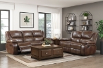 Picture of Genuine Leather Brown Reclining Glider Recliner