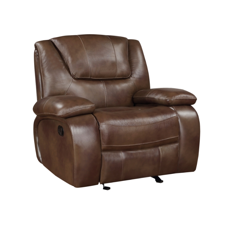 Picture of Genuine Leather Brown Reclining Glider Recliner