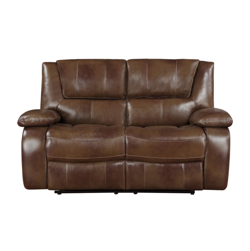 Picture of Genuine Leather Brown Reclining Loveseat