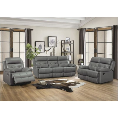 Picture of Gray genuine leather Sofa, Loveseat and Recliner