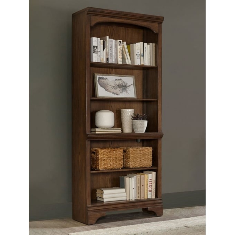 Picture of 78-inch 5-shelf Bookcase Burnished Oak