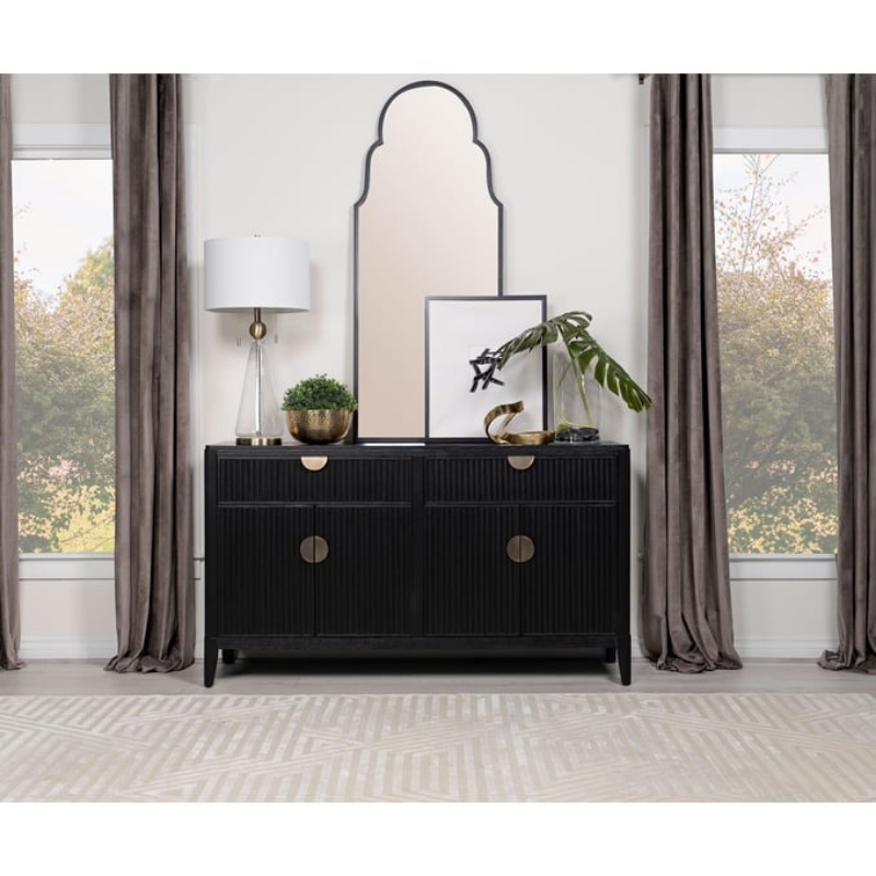 Picture of 4-door Sideboard Buffet Storage Cabinet Black