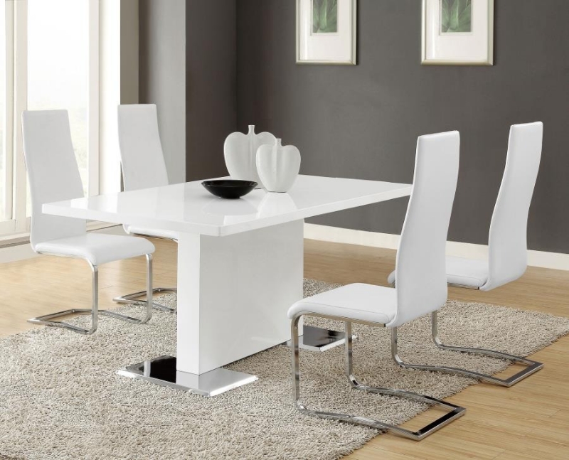 Picture of 5-piece Dining Table Set White High Gloss and White