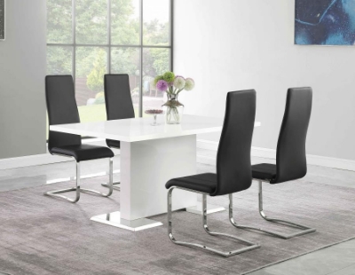 Picture of 5-piece Dining Table Set White High Gloss and Black