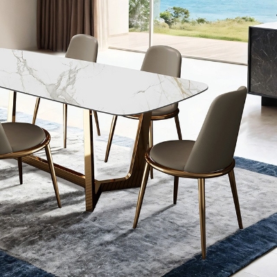 Picture of 71" Silver/White and Gold/White Dining table