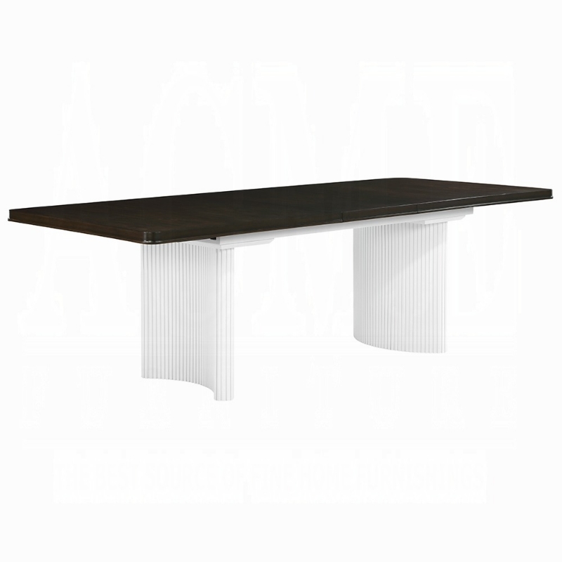 Picture of 78 to 96" Extension Dining Table in White & Brown Finish w/Leaf