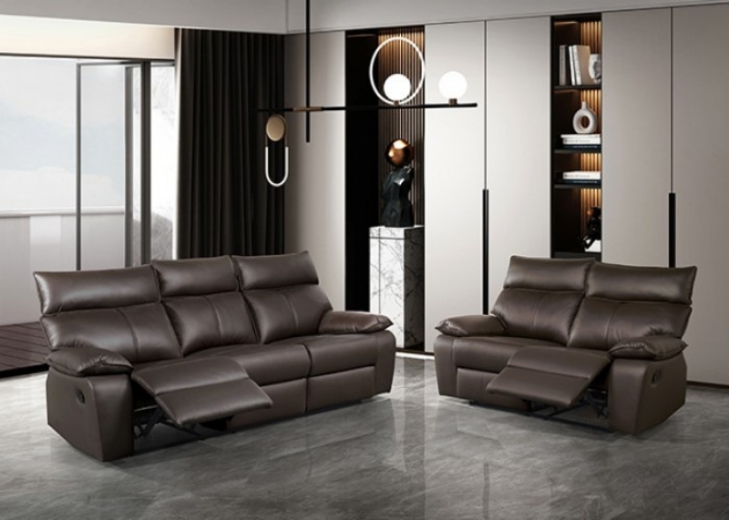 Picture of Genuine Leather Manual Reclining Sofa, Loveseat and Chair