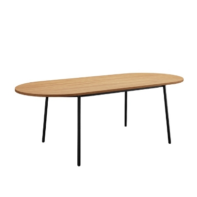 Picture of 83" Oval Dining Table with MDF Tabletop and Black Steel Legs