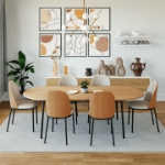 Picture of 83" Oval Dining Table with MDF Tabletop and Black Steel Legs