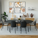 Picture of 83" Oval Dining Table with MDF Tabletop and Black Steel Legs