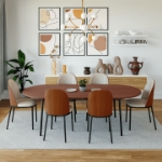 Picture of 83" Oval Dining Table with MDF Tabletop and Black Steel Legs