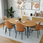 Picture of 71" Oval Dining Table with MDF Tabletop and Black Steel Legs