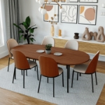 Picture of 71" Oval Dining Table with MDF Tabletop and Black Steel Legs