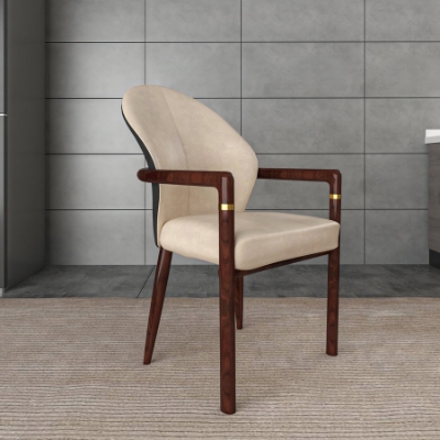 Picture of Dining Chair in Velvet or Leather Upholstery with Rubberwood Frame with Gold Accents