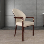 Picture of Dining Chair in Velvet or Leather Upholstery with Rubberwood Frame with Gold Accents