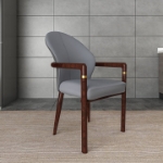 Picture of Dining Chair in Velvet or Leather Upholstery with Rubberwood Frame with Gold Accents