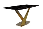 Picture of 55"/62"/71" Dining Table with Rectangular Tabletop with Gold/Black Stainless Steel Base