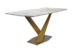 Picture of 55"/62"/71" Dining Table with Rectangular Tabletop with Gold/Black Stainless Steel Base