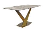 Picture of 55"/62"/71" Dining Table with Rectangular Tabletop with Gold/Black Stainless Steel Base