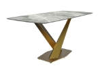 Picture of 55"/62"/71" Dining Table with Rectangular Tabletop with Gold/Black Stainless Steel Base