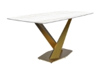 Picture of 55"/62"/71" Dining Table with Rectangular Tabletop with Gold/Black Stainless Steel Base