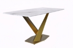 Picture of 55"/62"/71" Dining Table with Rectangular Tabletop with Gold/Black Stainless Steel Base