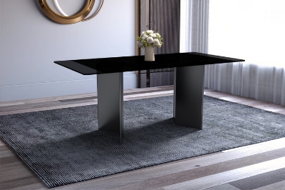 Picture of 55"/62"/71" Dining Table with a Rectangular Glass/Sintered Stone Tabletop and Stainless Steel Base