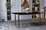 Picture of 55"/62"/71" Dining Table with Glass or Sintered Stone Rectangular Wide Tabletop with Steel Base and Legs