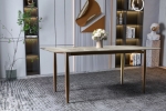 Picture of 55"/62"/71" Dining Table with Glass or Sintered Stone Rectangular Wide Tabletop with Steel Base and Legs