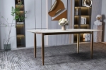 Picture of 55"/62"/71" Dining Table with Glass or Sintered Stone Rectangular Wide Tabletop with Steel Base and Legs