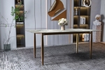 Picture of 55"/62"/71" Dining Table with Glass or Sintered Stone Rectangular Wide Tabletop with Steel Base and Legs