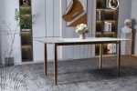 Picture of 55"/62"/71" Dining Table with Glass or Sintered Stone Rectangular Wide Tabletop with Steel Base and Legs