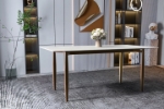 Picture of 55"/62"/71" Dining Table with Glass or Sintered Stone Rectangular Wide Tabletop with Steel Base and Legs