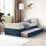 Picture of Velvet Upholstered Twin Trundle/Storage Bed