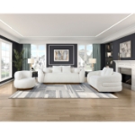 Picture of Fabric White Sofa, Loveseat and Swivel Chair