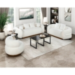 Picture of Fabric White Sofa, Loveseat and Swivel Chair