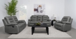 Picture of Arm Reclining Dark Grey Sofa, Loveseat and Glider Chair